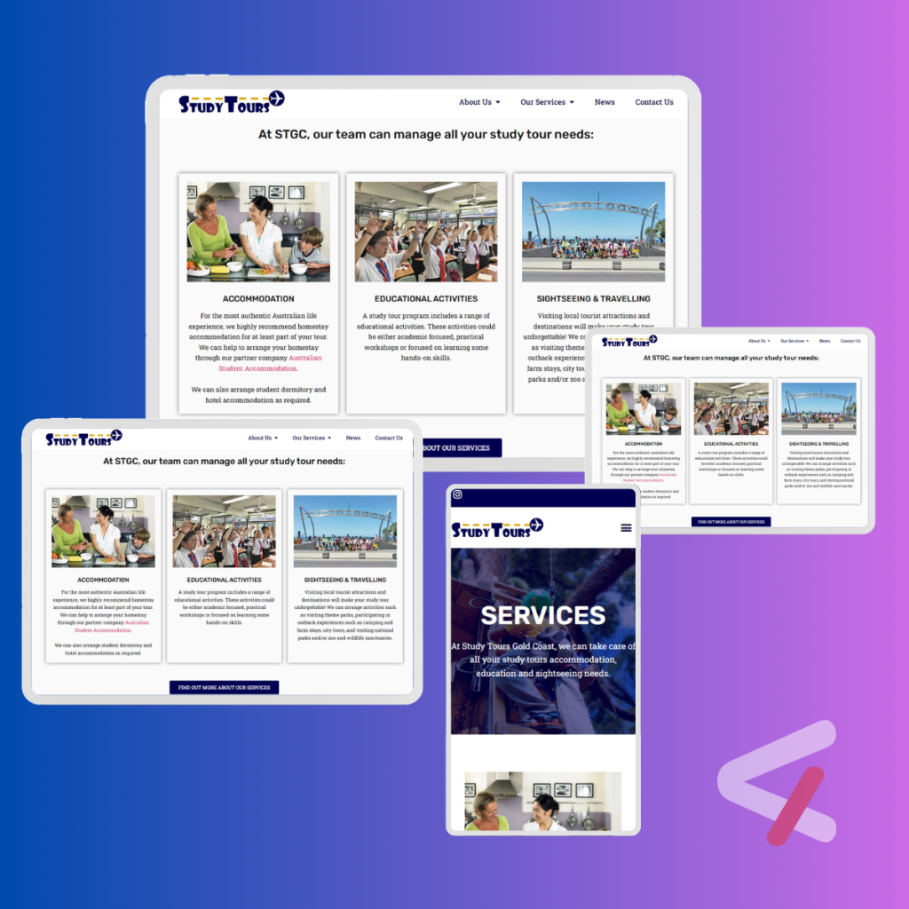Custom WordPress Student Accommodation Website for Study Tours Gold Coast